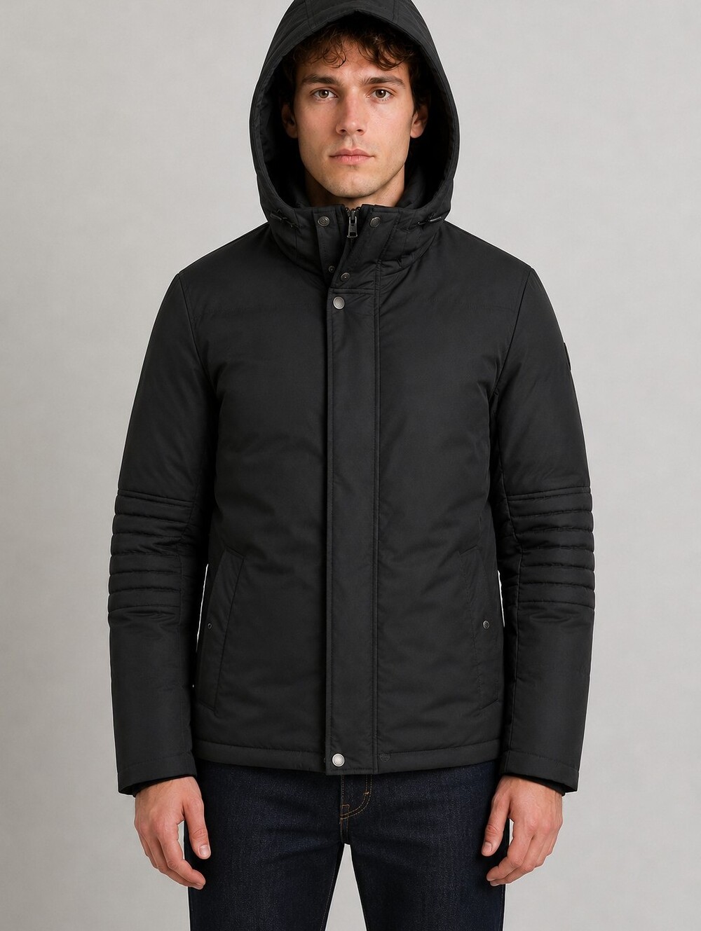 Point Zero Men’s Black Hooded Winter Jacket Size Medium(M)